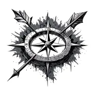 broken compass and arrow design tattoo design idea
