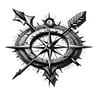 broken compass and arrow design tattoo design idea
