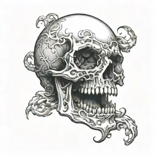 skull opening its mouth tattoo design idea