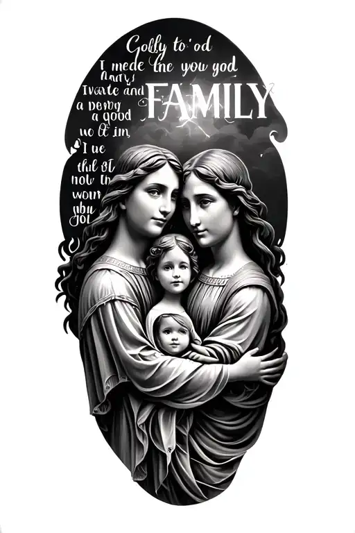 family and god with a bible verse tattoo design idea