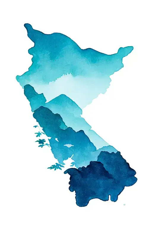 Japanese wood block of Appalachia mountains tattoo design idea