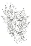 doves and hearts tattoo design idea