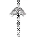 tree with dna-strand trunk symbolizing life tattoo design idea