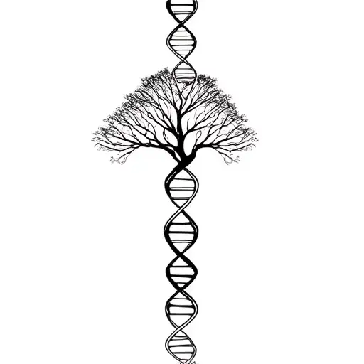 tree with dna-strand trunk symbolizing life tattoo design idea