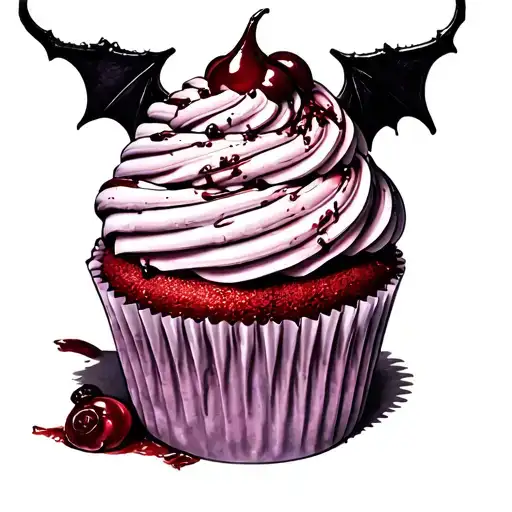 evil cupcake tattoo design idea