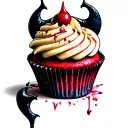 evil cupcake tattoo design idea