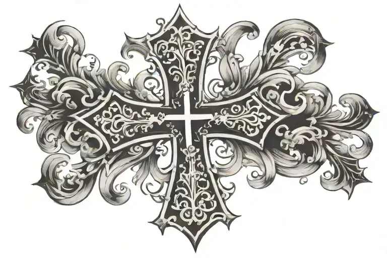Cross with Phillipians 4:13 tattoo design idea