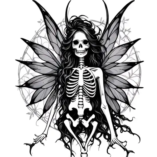 LUST SKELETON FAIRY TATTOO tattoo design idea