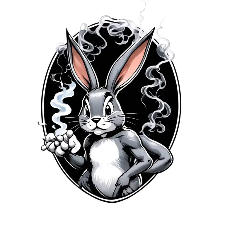 bugs bunny smoking tattoo design idea