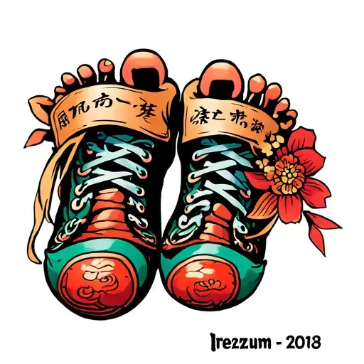 feet of a baby with name and date tattoo design idea