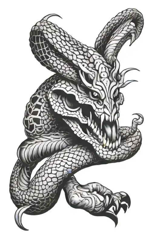 filipino cobra wrapped in carabao skull surrounded tattoo design idea