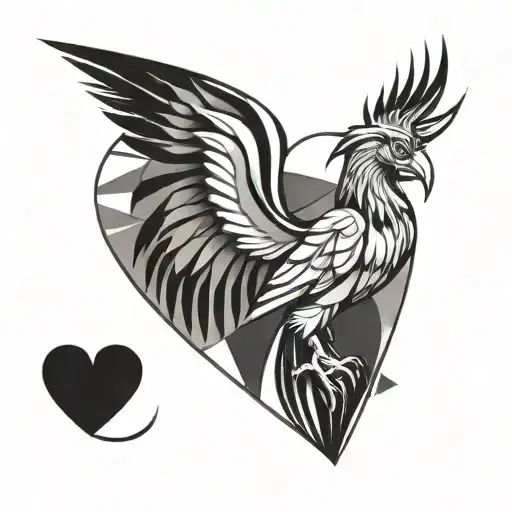 Liver Bird inside a heart modern geometric design incorporating tattoo design idea
