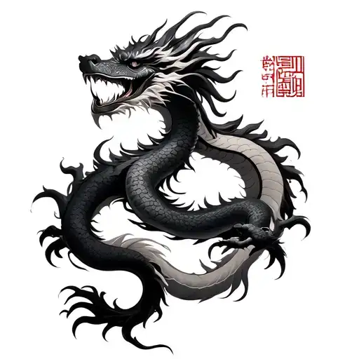 Japanese dragon in clouds tattoo design idea