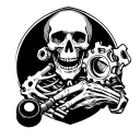 skeleton holding gear shifter tattoo design idea