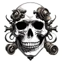 steampunk skull face tattoo design idea