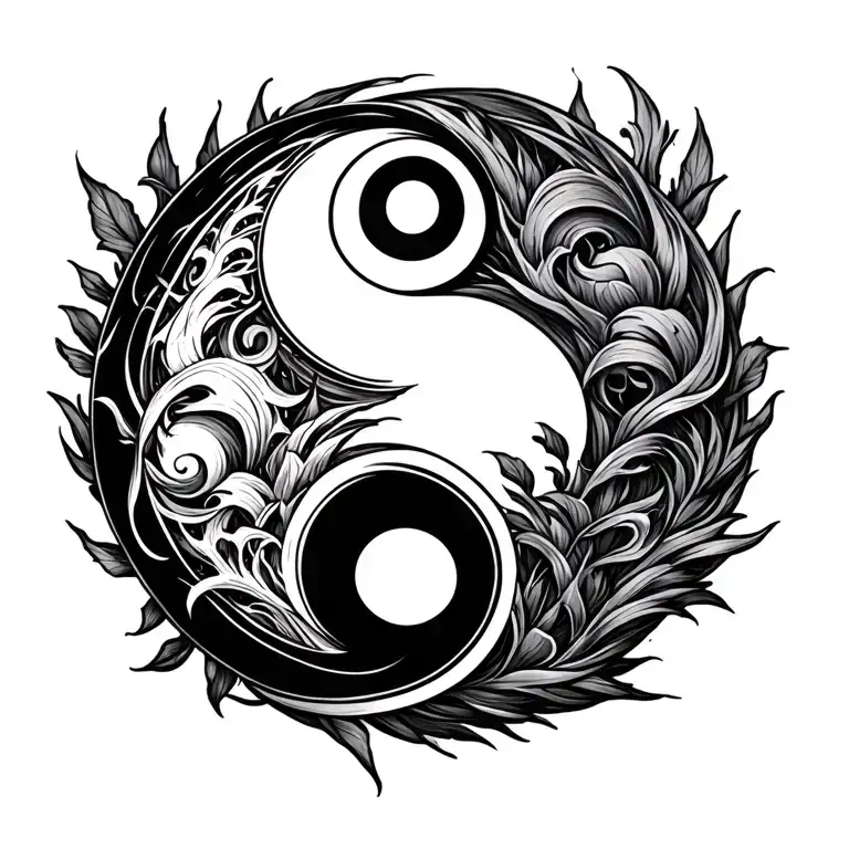 coi in a shape of yin yang, with design of gemini, fullback tattoo but look manly tattoo design idea
