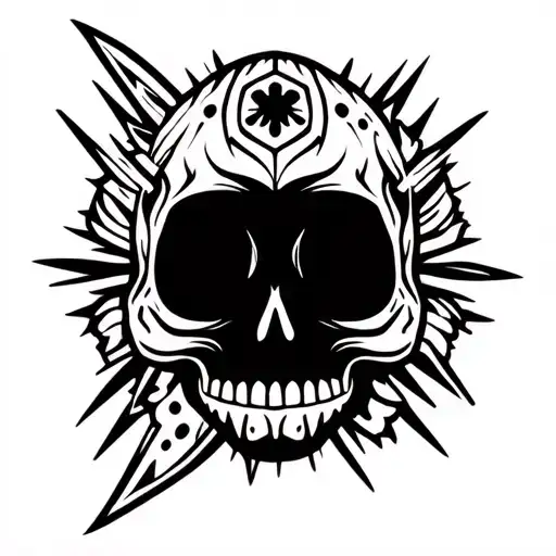 Funny skull flash tattoo design idea