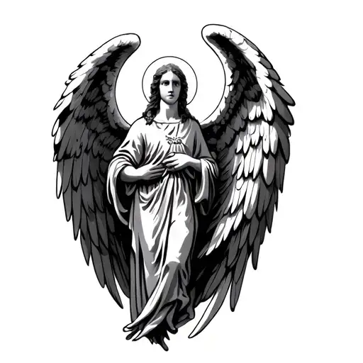 Saint Raphael angel's wings tattoo design idea