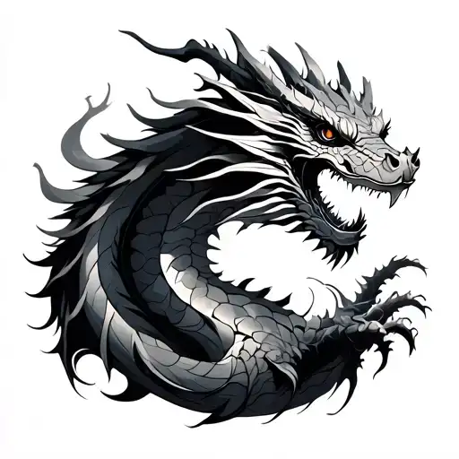Fine Line Dragon tattoo design idea