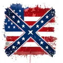 square confederate flag in center with american flag behind it distressed and faded tattoo design idea