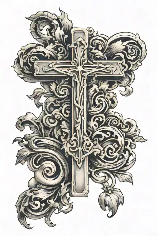 cross with the name Ma in it  tattoo design idea