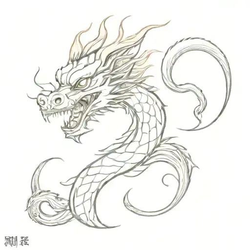 a very feminine Chinese dragon made with tattoo design idea