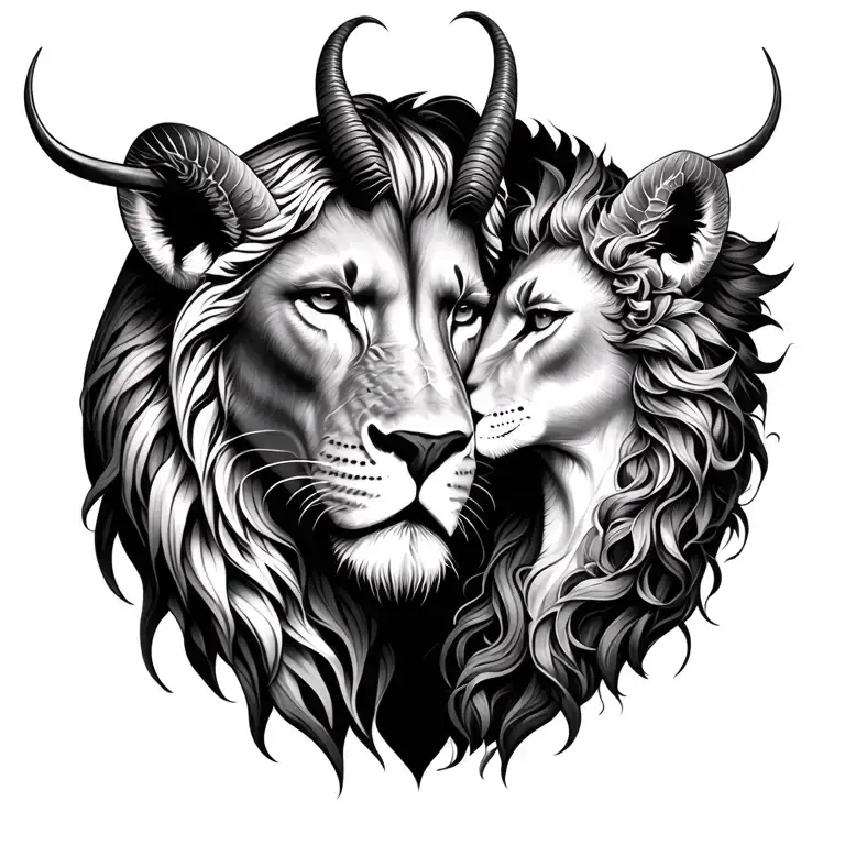 Vladimir and Mavi, Leo and Capricorn zodiac sign tattoo design idea