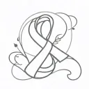 paw x semi colon cancer ribbon tattoo design idea