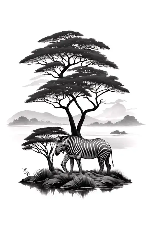 African safari landscape tattoo featuring tattoo design idea
