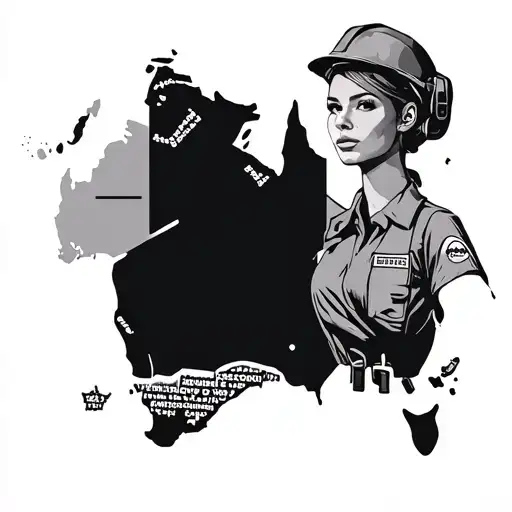 minimal female civil engineer with australia map tattoo design idea