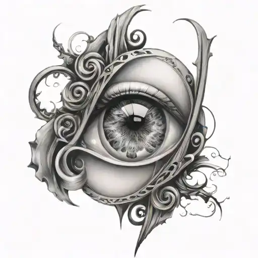 create a tattoo design of infinite with eye inside tattoo design idea