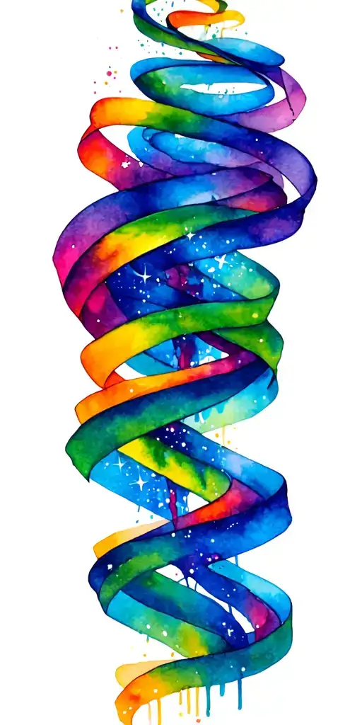 whispy rainbow ribbons with sparkles tattoo design idea