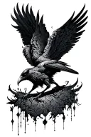 raven with wings spread tattoo design idea