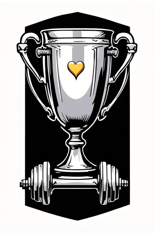 heartbeat,dumbbell and gold trophy tattoo design tattoo design idea