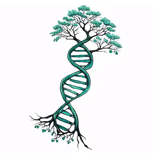 tree dna strand intertwined simbolizing life tattoo design idea