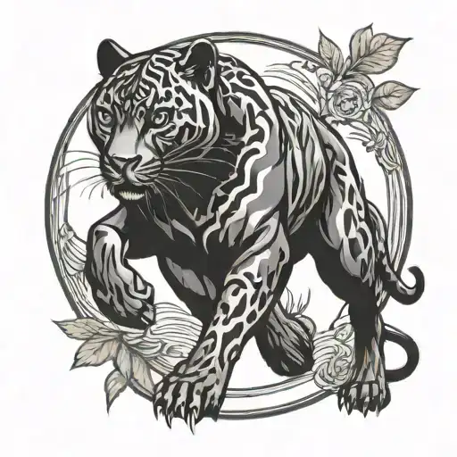 black panther walking tattoo design idea