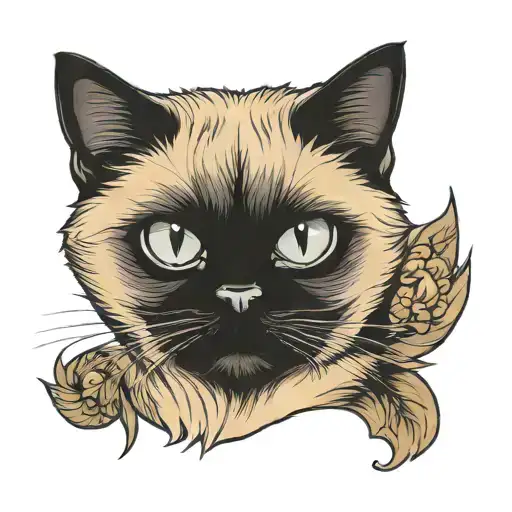 siamese himalayan cat face tattoo design idea