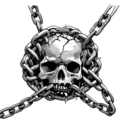 broken chains tattoo design idea