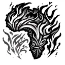 africa outline with flames symbolizing tattoo design idea