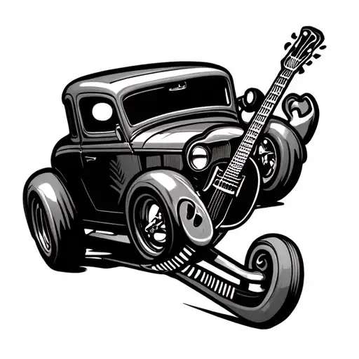 Hot Rod, Chick, Hockey Stick, Music tattoo design idea