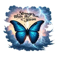 "Stronger than the storm" "Stronger than the storm" butterfly emerging from storm clouds forming the shape lightening tattoo design idea