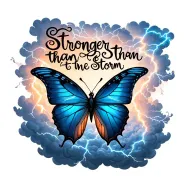 "Stronger than the storm" "Stronger than the storm" butterfly emerging from storm clouds forming the shape lightening tattoo design idea