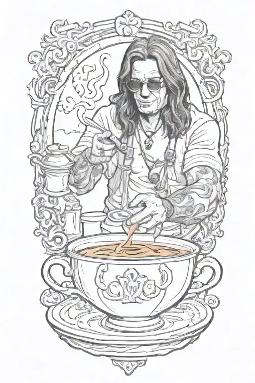 ozzy osbourne making coffee tattoo design idea