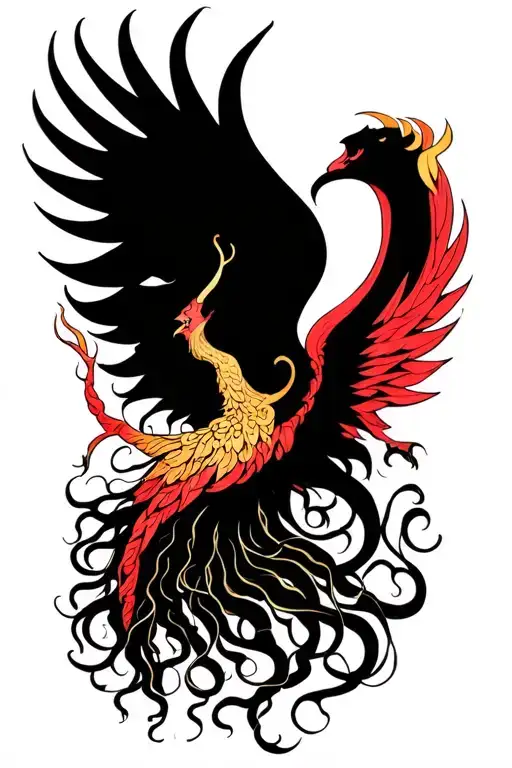 medusa, phoenix, semicolon incorporated tattoo design idea