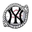 yankees logo and baseball laces tattoo design idea