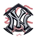 yankees logo and baseball laces tattoo design idea
