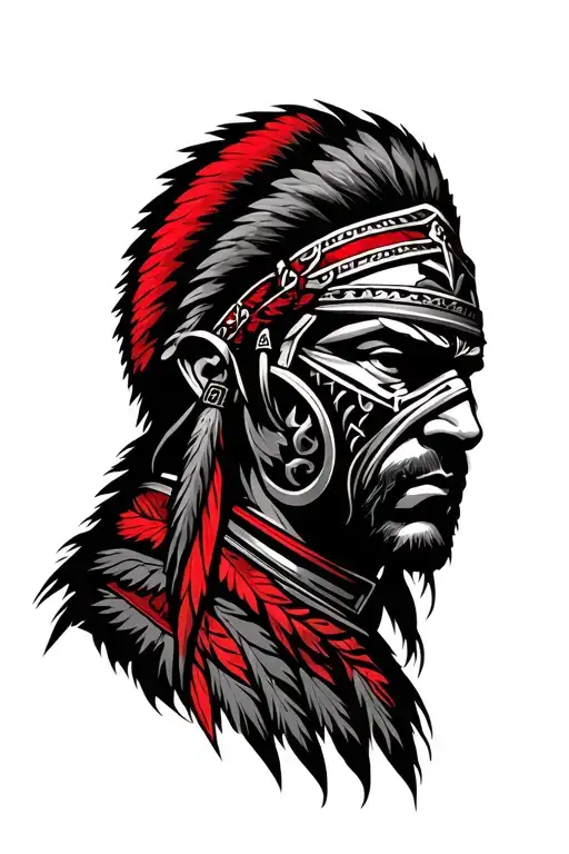 faces of gladiators ninjas samurai's red indian  tattoo design idea