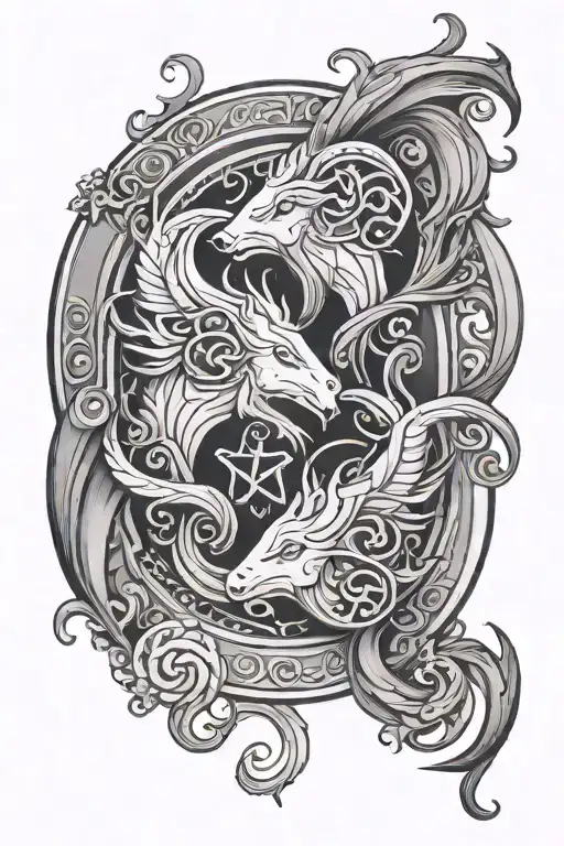 Gemini and Capricorn symbol tattoo design idea