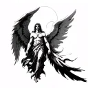 Theme: Balance between order and chaosDesign:The Archangel (like Michael or Gabriel) on one side, radiant wings and a tattoo design idea