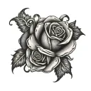 brass knuckle and rose intertwined tattoo design idea